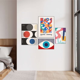 Wallity Pintura Decorativa de MDF Mdf - 00133, 4 Piezas, Multicolor